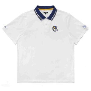 Malbon Golf x Los Angeles Rams  Men's White Pique Polo Shirt Size Large